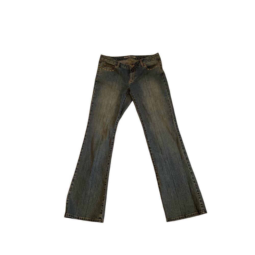 Michael Kors Embellished Bootcut Jeans Low Rise Dark Wash Blue‎ Womens Sz 10 NEW